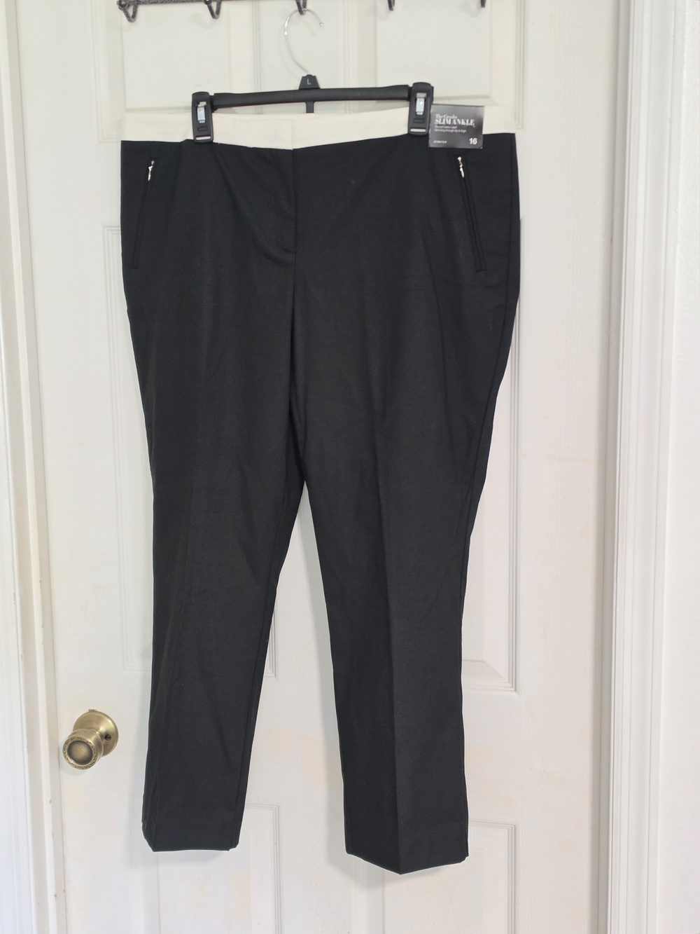 New York & Co "The crosby. Black Slim Ankle Dress Pants with Zip Detail